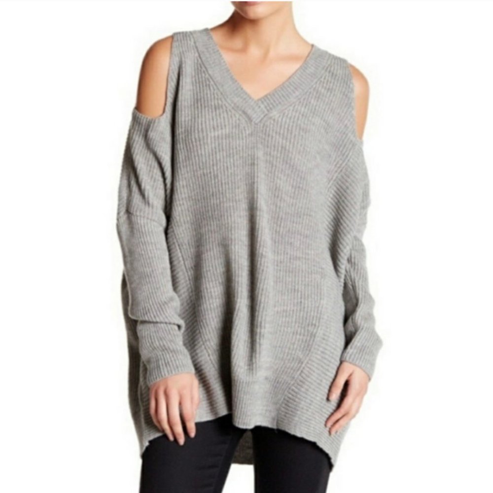 RO&DE Oversized Cold Shoulder Grey Sweater